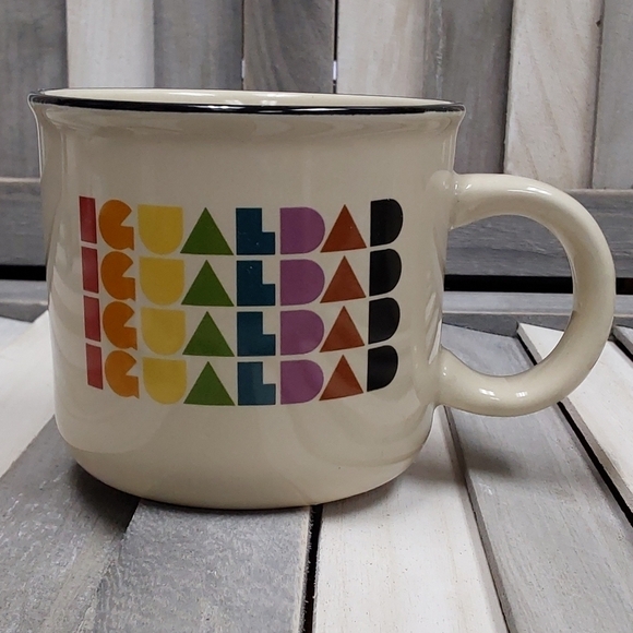 BOGO -  15oz Camper Mug Igualdad Off White - Pride - Picture 1 of 3